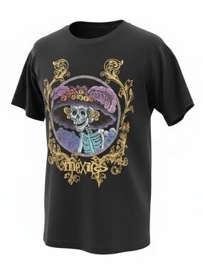 Black Mexico Catrina Skeleton Graphic Tee Day of the dead